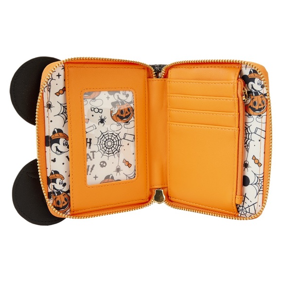 Loungefly Mickey Mouse Glow Pumpkin Zip Around Wallet - Picture 5 of 5